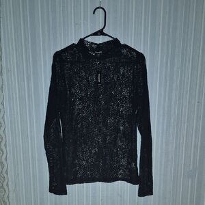 Express Elegant Black Lace Blouse